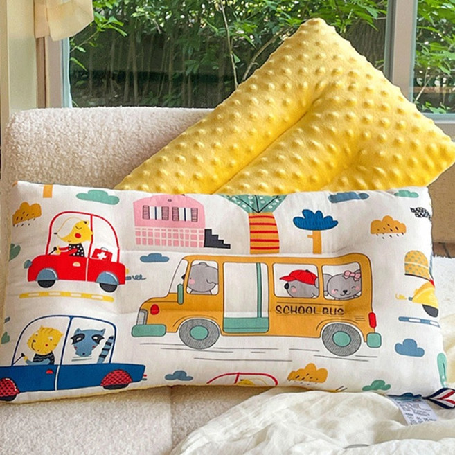 조이멀티 아동용 뒹굴러 사계절 일체형 양면베개, 옐로자동차
