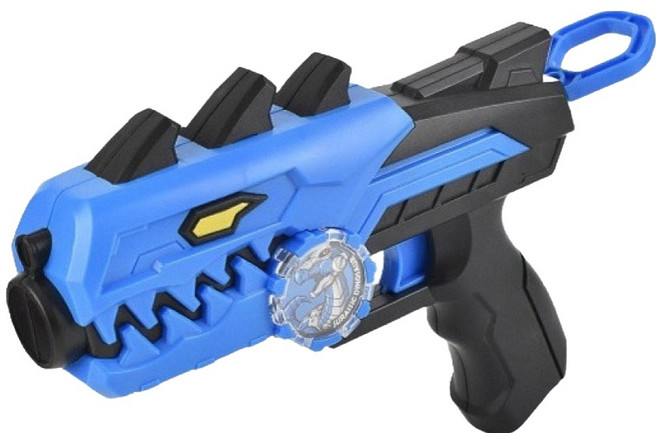 韓國 KANGAROO 陀螺 2入 + 發射槍套組, 藍色, 1套