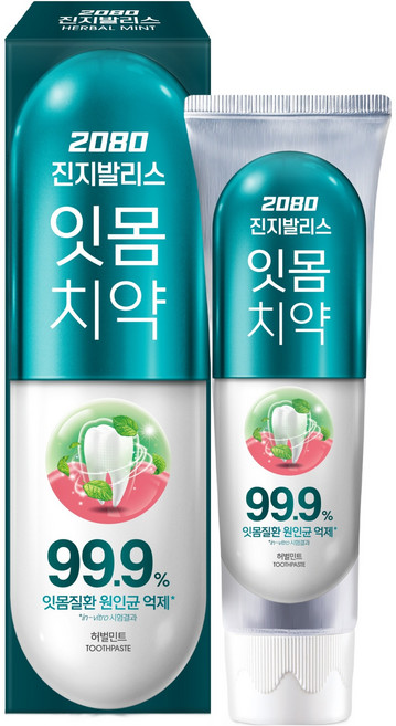 2080 진지발리스 잇몸치약 허벌민트, 150g, 1개