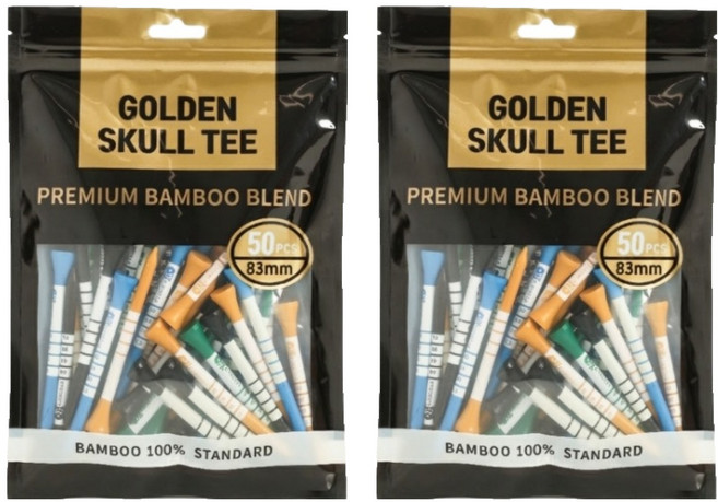 골든스컬 BAMBOO 대나무 높이조절 눈금 골프티 롱티 50p 세트, 블랙, 그린, 블루, 옐로우, 2세트