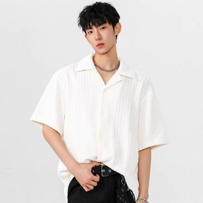 Seonbit 男款日常寬鬆素色Abel領襯衫