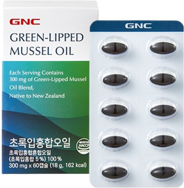 GNC 초록입홍합오일 18g, 1개, 60정