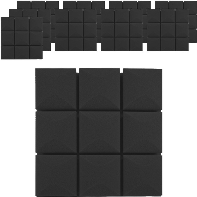 Anuro 3D方塊 高級隔音材 吸音材 30 x 30 x 5 cm, 黑色, 10個