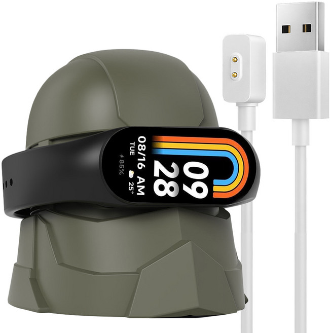 스페이스쉴드 미밴드 시리즈 클론 아머 실리콘 충전 독 스탠드 거치대 + 충전 케이블 세트, 카키, 1세트