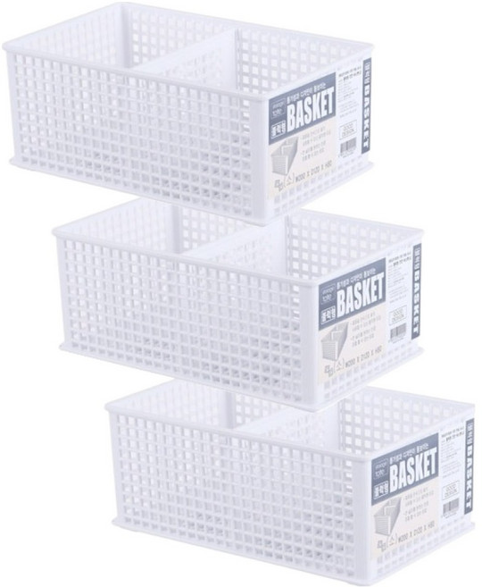 스내지 원라이프 블럭형 칸칸 바스켓, 화이트, 3개