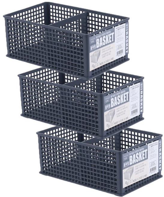 스내지 원라이프 블럭형 칸칸 바스켓, 차콜, 3개