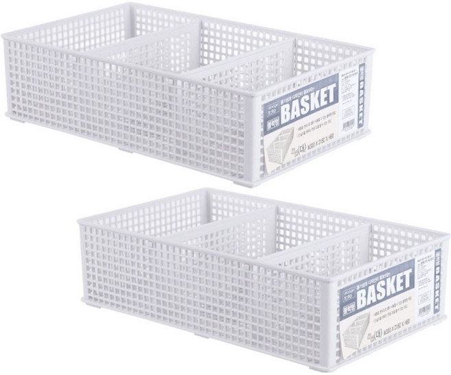 스내지 원라이프 블럭형 칸칸 바스켓, 화이트, 2개