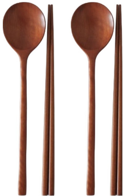 니코트 우드 슈퍼문 먹방 수저세트, 2세트, 숟가락 + 젓가락