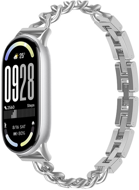 스페이스쉴드 체인 브레이슬릿 메탈 스트랩, 실버, 1개