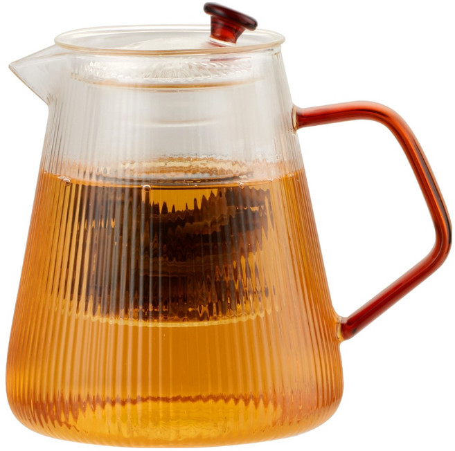 발룬피니 내열유리 컬러핸들 차 거름망 티포트 티메이커, 혼합색상, 1개, 1.02L