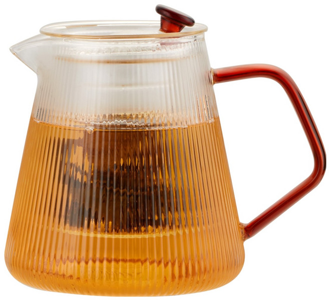 발룬피니 내열유리 컬러핸들 차 거름망 티포트 티메이커, 혼합색상, 1개, 850ml