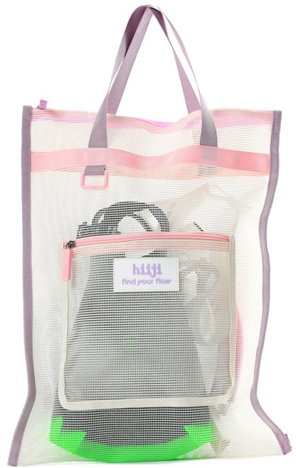 히지 숏핀 다용도 포켓 매쉬백, 라벤더 + 핑크