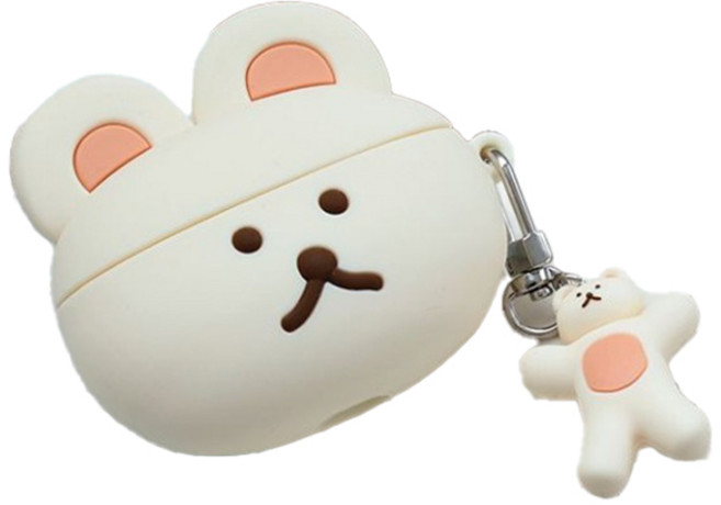 로마네 DONATDONAT 베어 에어팟3 실리콘 케이스, 크림, 1개