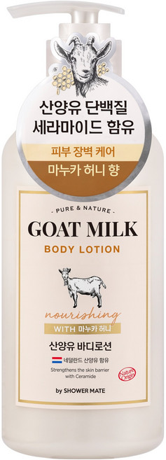 Shower mate 山羊奶麥盧卡蜂蜜身體乳, 600ml, 1個