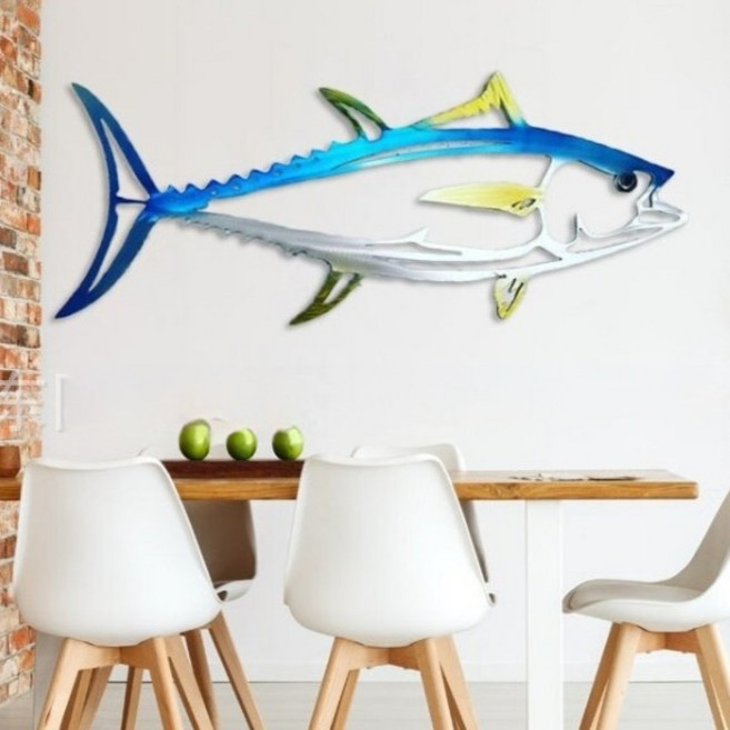 아느로 스틸 황다랑어 물고기 벽걸이 장식, 상어 장식품 A