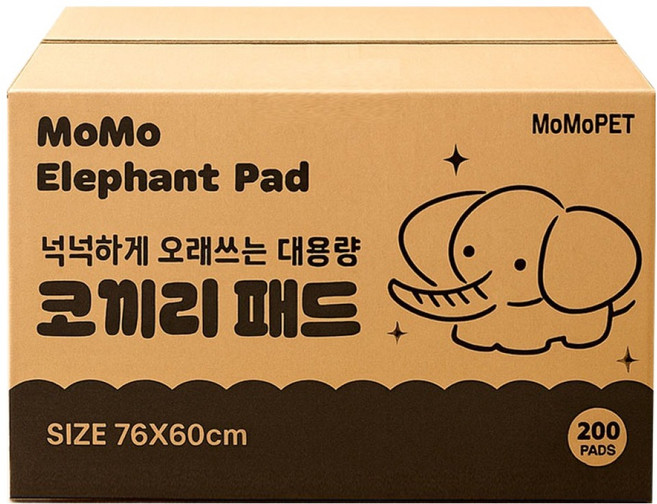MOMOPET 강아지 코끼리 배변패드 레몬향, 1개, 200개입
