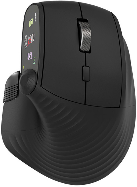 로이체 프리미엄 스마트 다이얼 인체공학 저소음 블루투스 충전식 버티컬 무선 마우스, BLACK, RX-860VD