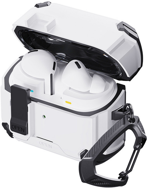 칸탐 러기드 락 맥세이프 갤럭시 버즈3 / 버즈3프로 / 버즈3FE 케이스, 화이트블랙, 1개, 갤럭시 버즈3/버즈3 프로