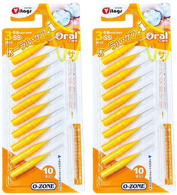 오죤플러스 오랄케어 치간칫솔 3호 SS, 2개, 10개입 - 쿠팡