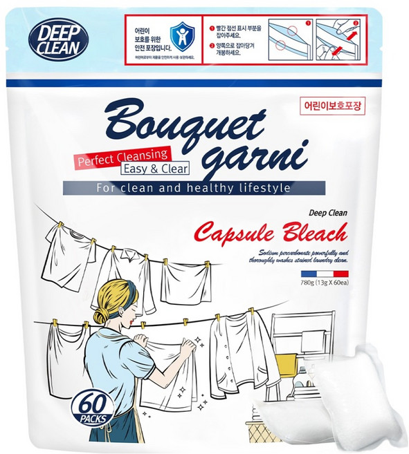 부케가르니 딥 클린 캡슐 표백제, 1개, 60개입