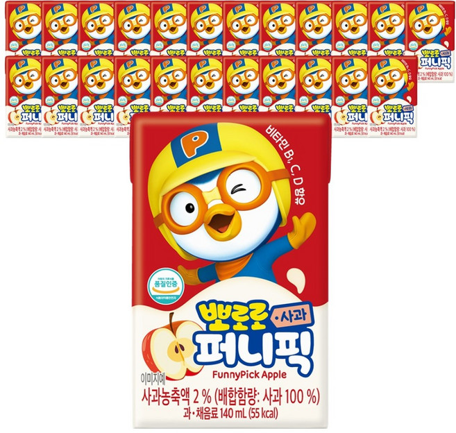 뽀로로 퍼니픽 사과 주스, 24개, 140ml