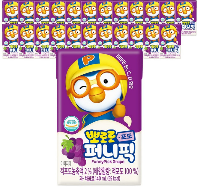 뽀로로 퍼니픽 포도 주스, 24개, 140ml