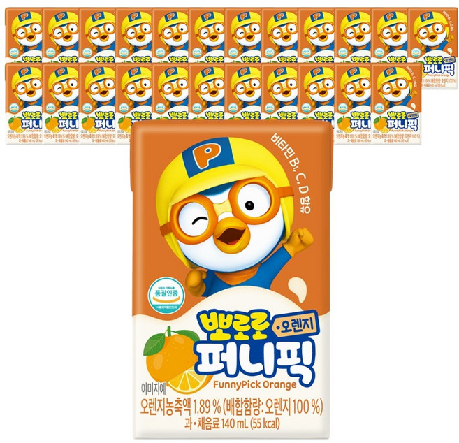 뽀로로 퍼니픽 오렌지 주스, 24개, 140ml