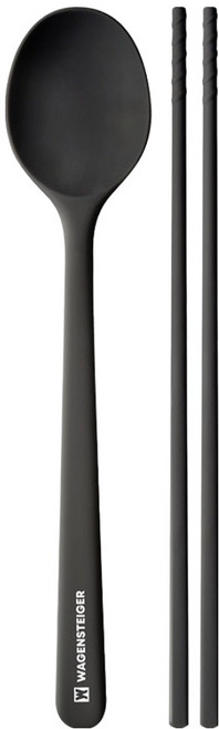 바겐슈타이거 엘로아 플래티넘 실리콘 1인 수저세트, 애쉬블랙, 숟가락 + 젓가락