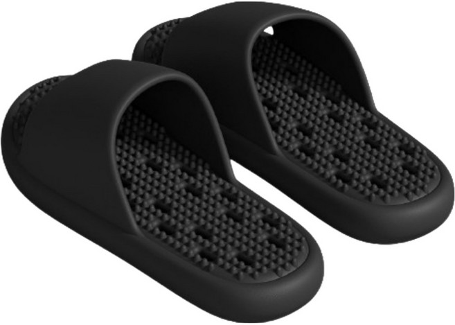 온트리 여성용 EVA 도트핏 경량 욕실화, 블랙, 1개