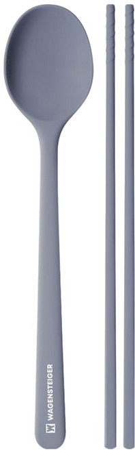 바겐슈타이거 엘로아 플래티넘 실리콘 1인 수저세트, 페일블루, 숟가락 + 젓가락, 1개