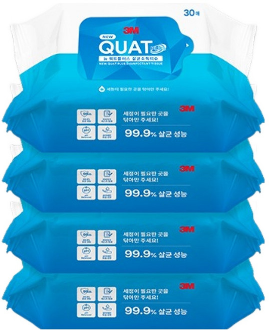 쓰리엠 뉴 쿼트플러스 살균소독티슈, 4팩