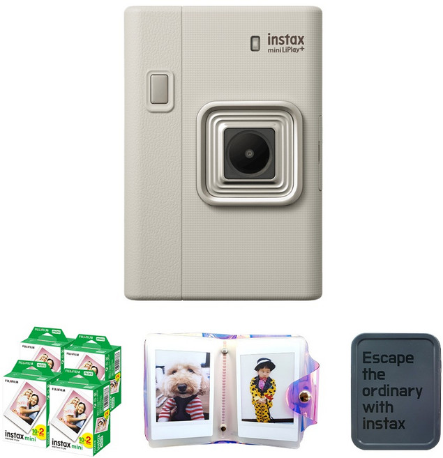 인스탁스 미니 리플레이 플러스 듀얼 카메라 샌드베이지 필름 80p 홀로그램 1단 앨범 틴케이스 랜덤발송, 1개