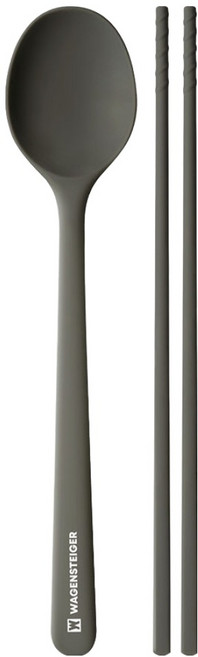 바겐슈타이거 엘로아 플래티넘 실리콘 1인 수저세트, 다크그레이, 숟가락 + 젓가락