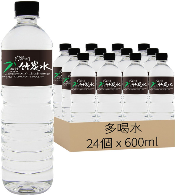 多喝水 鹼性竹炭水, 600ml, 24個