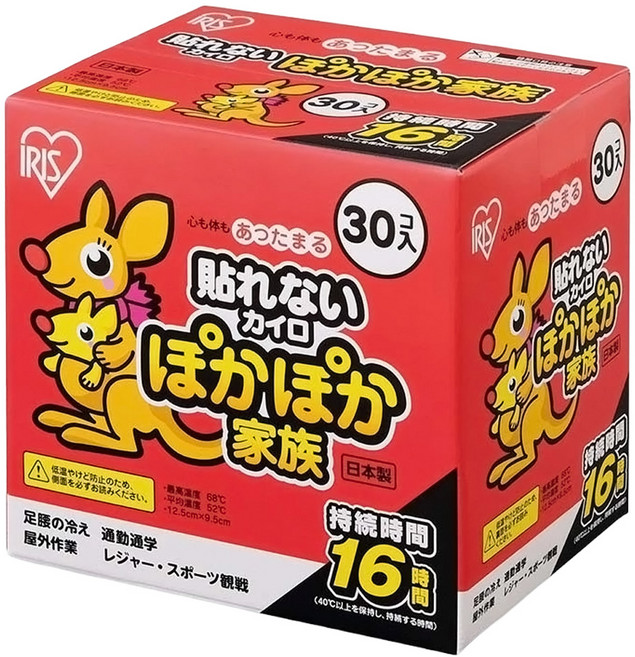 IRIS OHYAMA 愛麗思歐雅瑪 袋鼠家族暖暖包30件組 46g PKN-30R, 1套