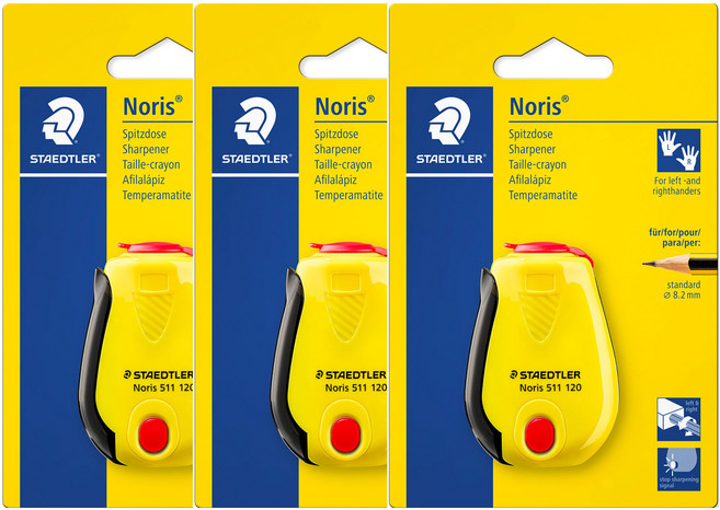 스테들러 노리스 1홀 연필깎이, 옐로우, 3개