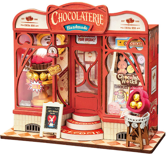 Rolife 若來 DIY立體拼圖 迷你甜蜜巧克力店 DS046, 混合色, 1個, 98件