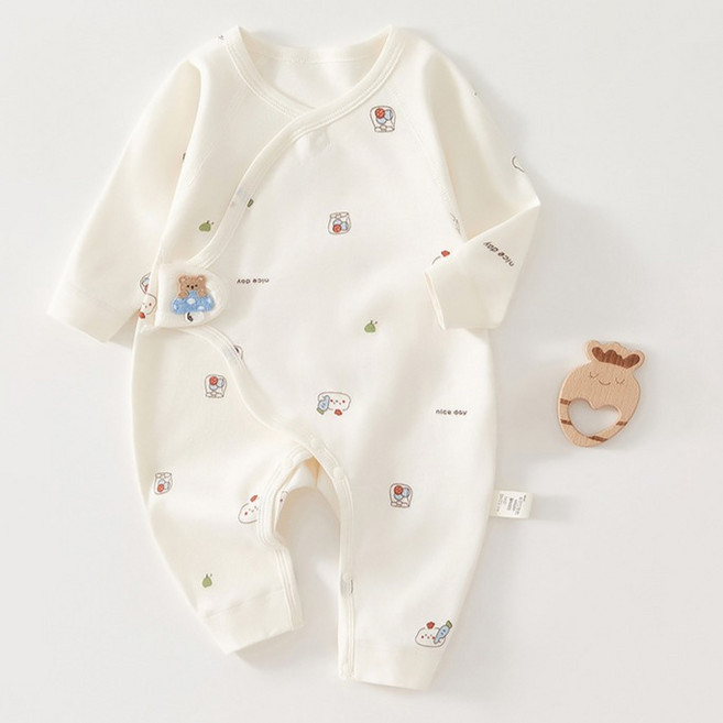 Bebeniz 新生兒用魔鬼氈貼片純棉長袖連身衣