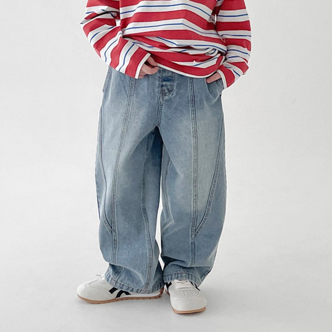 BerryCloset 兒童視覺交叉丹寧褲
