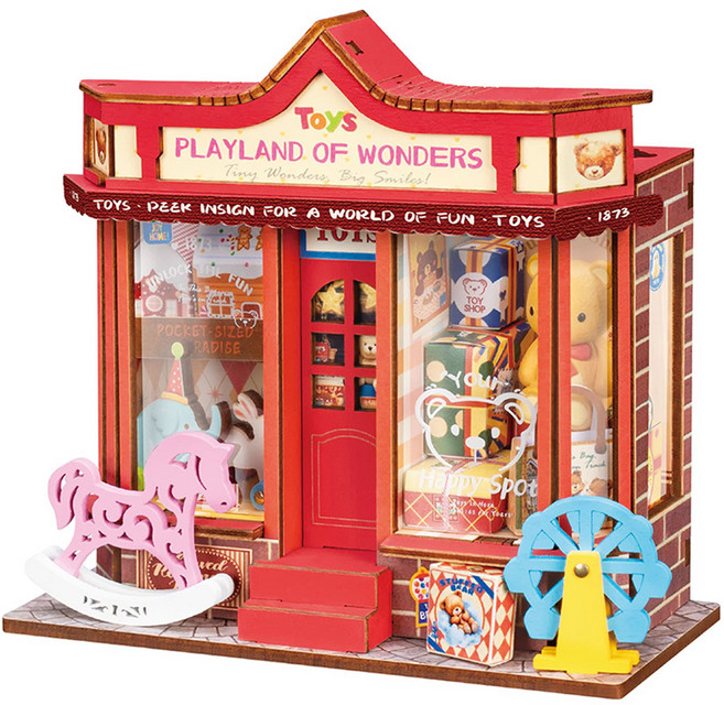 Rolife 若來 DIY微型立體拼圖 異想天開玩具店 DS044, 混合色, 1個, 81件