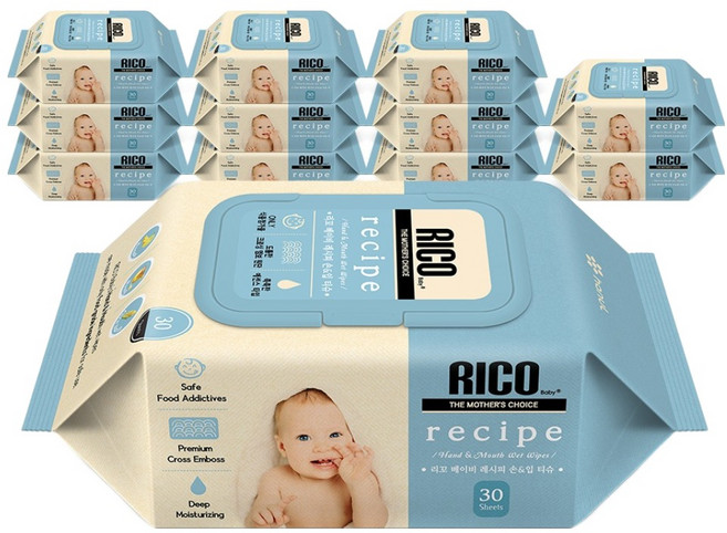 리꼬 베이비 레시피 바나나향 손입 티슈, 55g, 30매, 12개