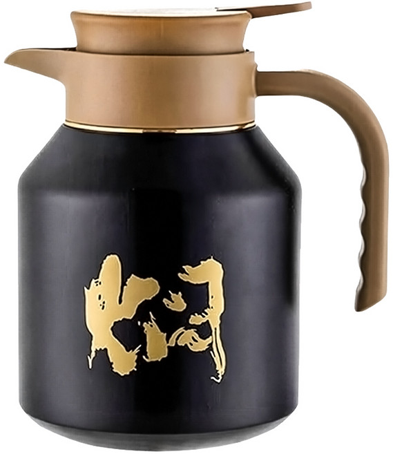 Kyhome 316不鏽鋼燜茶壺/茶水分離大容量真空保溫壺, 黑色, 1個, 1.8L