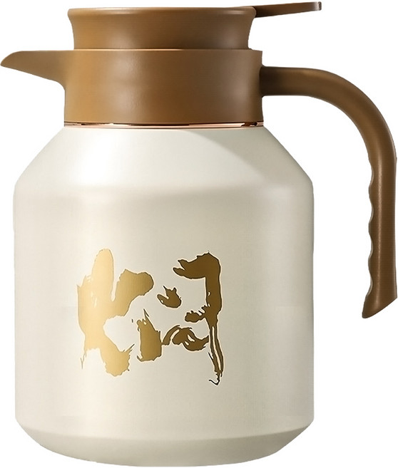 Kyhome 316不鏽鋼燜茶壺/茶水分離大容量真空保溫壺, 白色, 1個, 1.8L