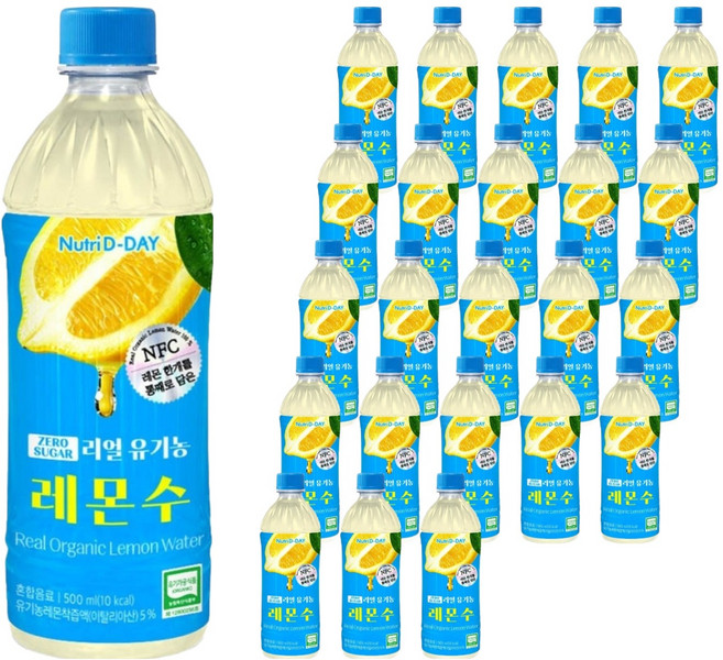 뉴트리디데이 리얼 유기농 레몬수, 24개, 500ml