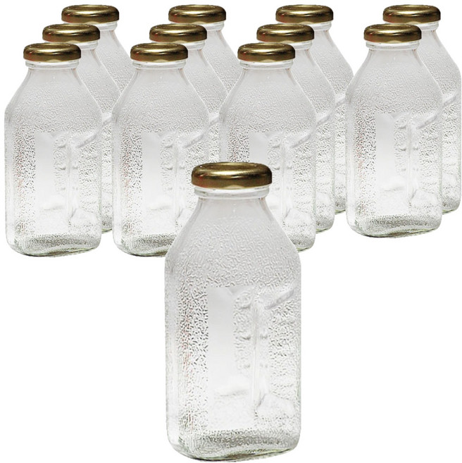서울패키지 델몬트 사각 음료 골드캡 유리병, 300ml, 12개