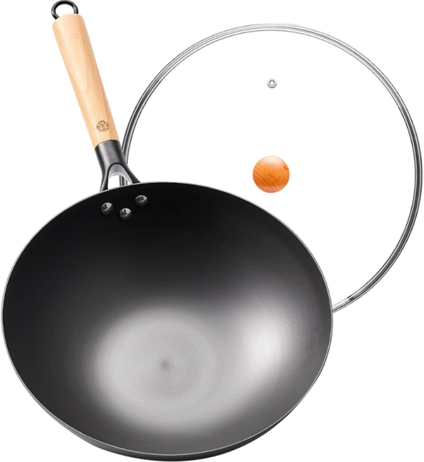 WangYuanJi 王源吉 窒化鐵製中式炒鍋, 1個, 32cm