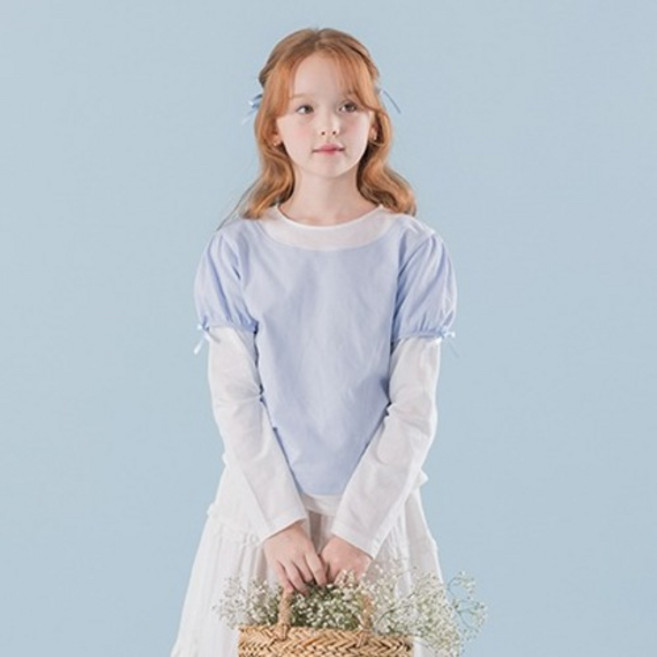 아이러브제이 에르카 크롭 레이어드 면 티셔츠