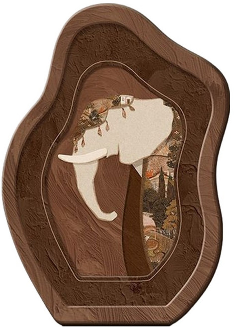 바이데 행운을 가져다주는 동물 장식품 탁상 현관그림, 브라운코끼리