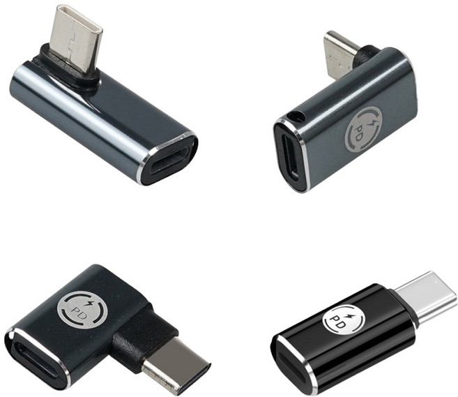 컴스 Type C 꺾임 iOS 8핀 to C타입 PD충전 27W 9V3A 고속충전 변환젠더, 4개, CP076