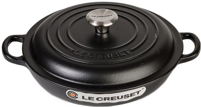 LE CREUSET Signature 琺瑯火鍋 22cm, 黑色 + 淺米色, 1個